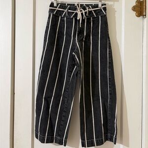 BDG Black Wide-Leg Jeans with White Vertical Stripes